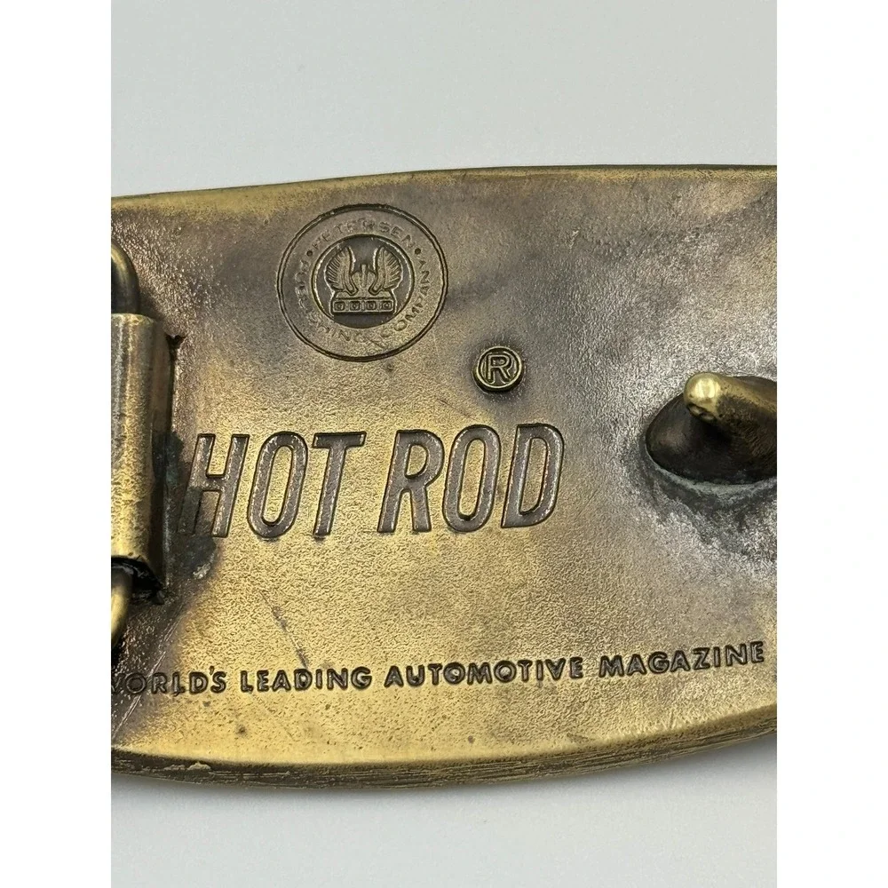 Vintage Hot Rod‎ 1 Belt Buckle Brass Tone Automotive Racing Retro Style Metal